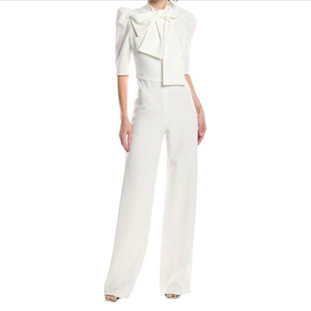 Black Halo Ivory Jumpsuit with Bow Detail